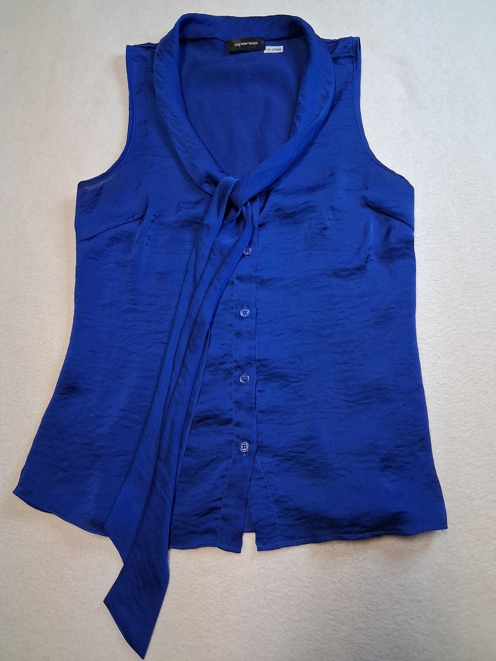 Spense Cobalt Tie-Neck Sleeveless Blouse